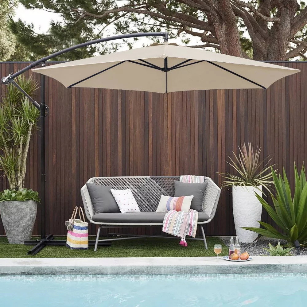 Patio Umbrella 10FT Steel Frame Waterproof Sun Shade Parasol for Outdoor Hanging Offset
