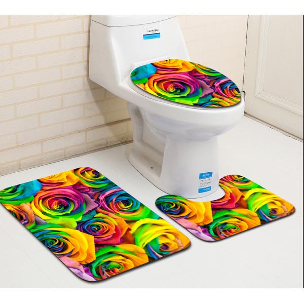 Polyester Sunflower Toilet Seat Cushion Toilet Lid Cover Set