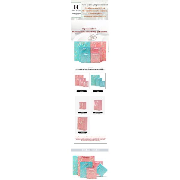 Flower Pattern Sturdy Cardboard Paper Tote Bag With Handles For Girl'S Birthday Gift