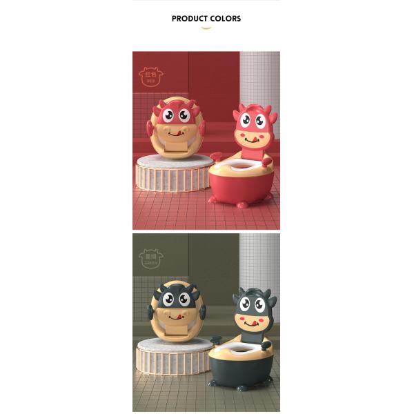 Cow Shape Customized Logo Dark Green Red Potty Training Toilet