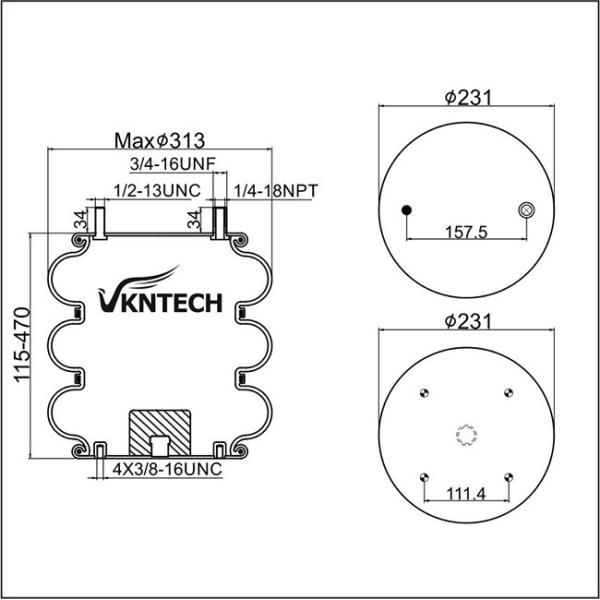 Ressort pneumatique compliqué triple 3B12-312
