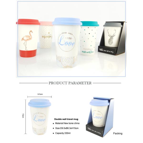 Double Wall Ceramic Custom Coffee Mugs Holiday Thermal Travel Mug