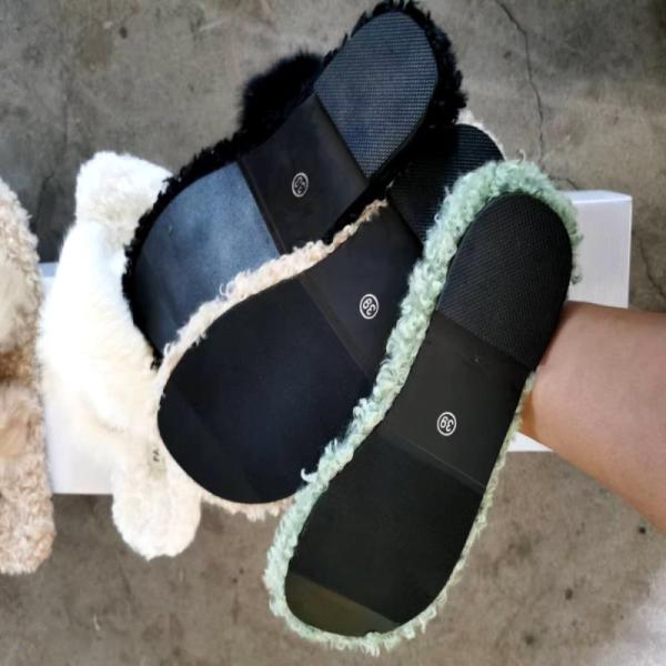 Daily Life Ladies Fur Cross Slippers Fashion Fluffy Faux Fur Slides