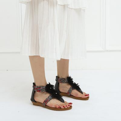 BS154 Slope heel sandals women summer European and American new fashion Flip Roman shoes flowers Bohemia mother shoes