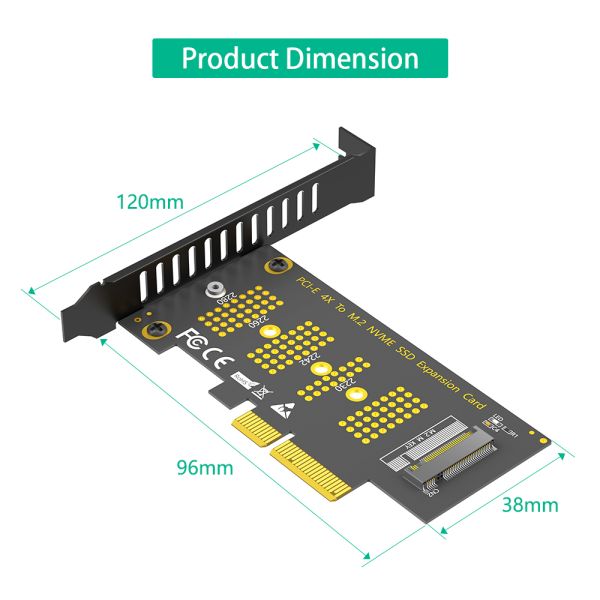 M.2 NVMe SSD to PCIe X4 Adapter Card with High Speed Data Transmission and PCIE 3.0 X4 Support for 2230-2280 Size SSDs