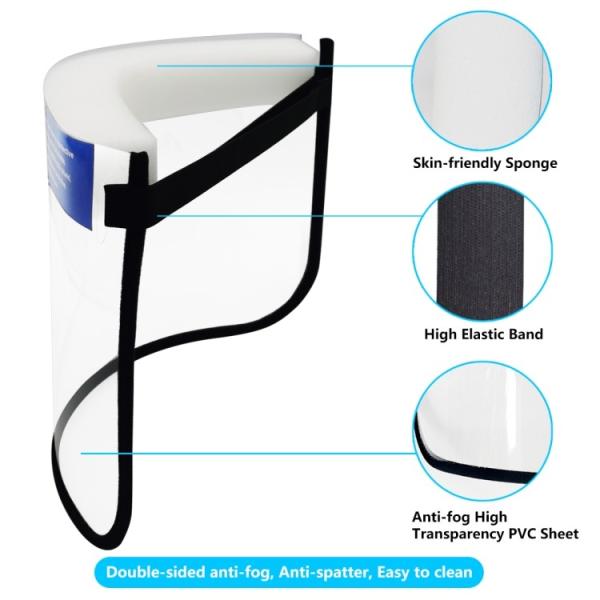 Anti Saliva Splash Protective Face Shields With Elastic Band Light Weight