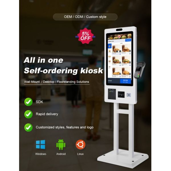 1920X1080 Resolution Payment Kiosk with Facial Recognition and Metal Case for Indoor Self Service