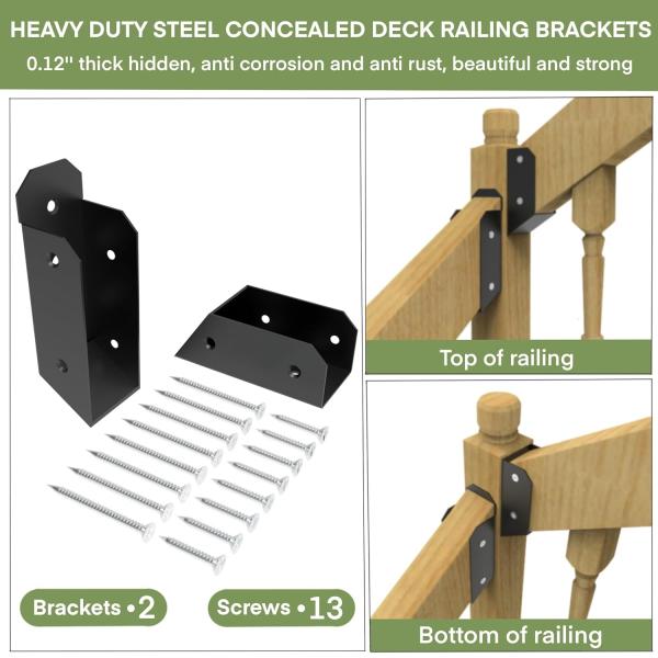 Deck Railing Bracket and Deck Baluster Attachments with Up To 200 Lbs Weight Capacity