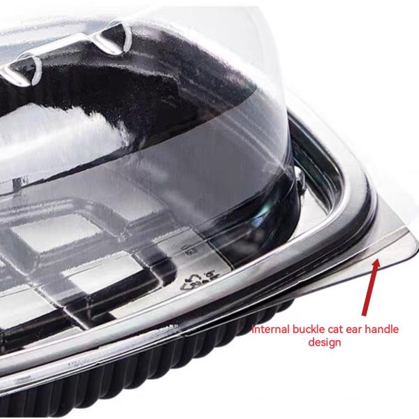 Disposable Transparent PP Roast Chicken Box Fog Resistant Lid With Handle