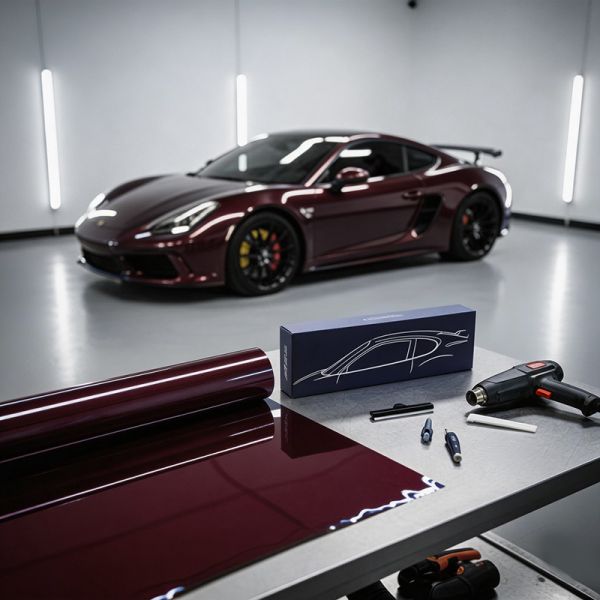 Red Wine Car PPF Film 6.5mil TPU Car Wrap UV Resistant With 120h Holding Power