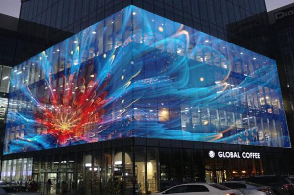 Gmesh Installation fixe à l'extérieur jusqu'à 50% Transparence P15.6 500*1000 mm Affichage LED pour salle d'exposition