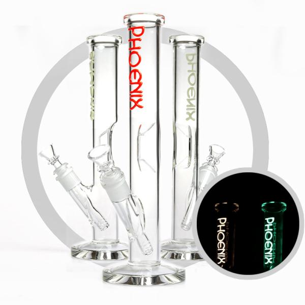 Phoenix 12 Inches Straight Tube Glass Smoking Water Pipe Ingot  Ice Bongs Hookah