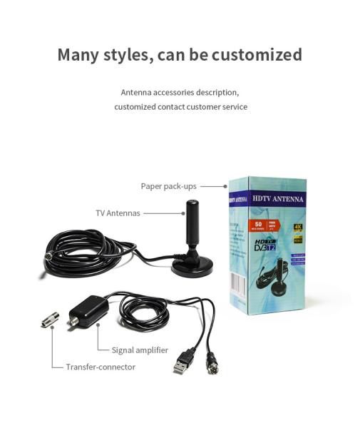 Booster ABS Indoor VHF174-230 / UHF470-860 Faixa de Frequência Antenna de TV Digital Externa