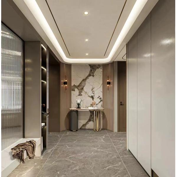 Modern Art Minimalist  Marble Entryway Table Stainless Wooden