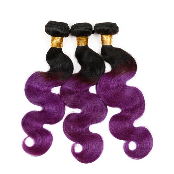a onda roxa 1B/1B/azul roxos dois do corpo do Weave do cabelo de 7A Ombre tonifica o cabelo