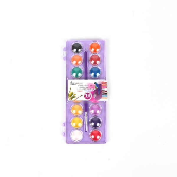 16 Colors Blu Pink Paint Tool Set Drawing Toys Pen Children'S Gifts Christmas New Year Birthday Toys Watercolor Cakes