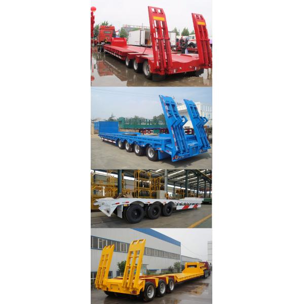 Low Bed 4 Axle Heavy Duty Lowboy Truck Trailer / Container Diesel Semi Tractor