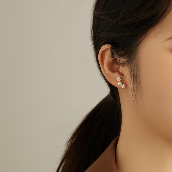 18K золотые 925 Sterling Silver Star кубические циркониевые серьги для женщин