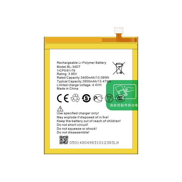 BL-34DT 3.85V 3500mAh Batería recargable para el Tecno Phantom 9 CC9 AB7 Camon 12 Pro