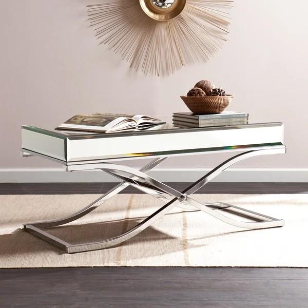 Luxury mirrored coffee table stanieless steel base glass top console table for hotel home