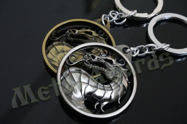 Dragon Designed Zinc Alloy Metal Key Chains Metal Keyrings Antique Gold Silver Plating