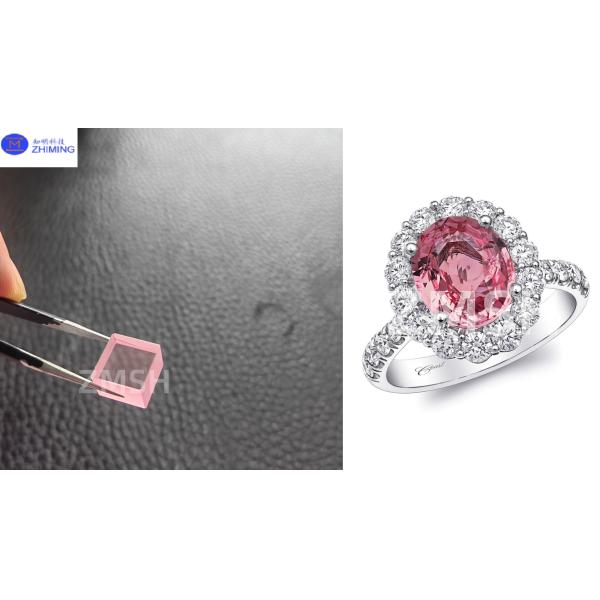 Piedra preciosa de laboratorio de color rosa de Sakura Material de zafiro de color crudo Alta transparencia