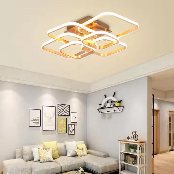 Remote Control Modern American Style Six Head Rectangular LED Study Acrylic Ceiling Light 2-