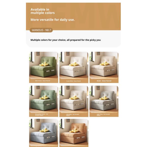 Modern Design Modular Multifunctional Fabric Single Folding Sofa Bed Extendable Leisure Lounge Chair Pull Out Sofa Bed