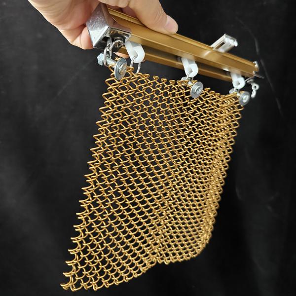 Gold Flexible Aluminium Metal Chain Link Cpol Drapery Decorative Wire Mesh Curain