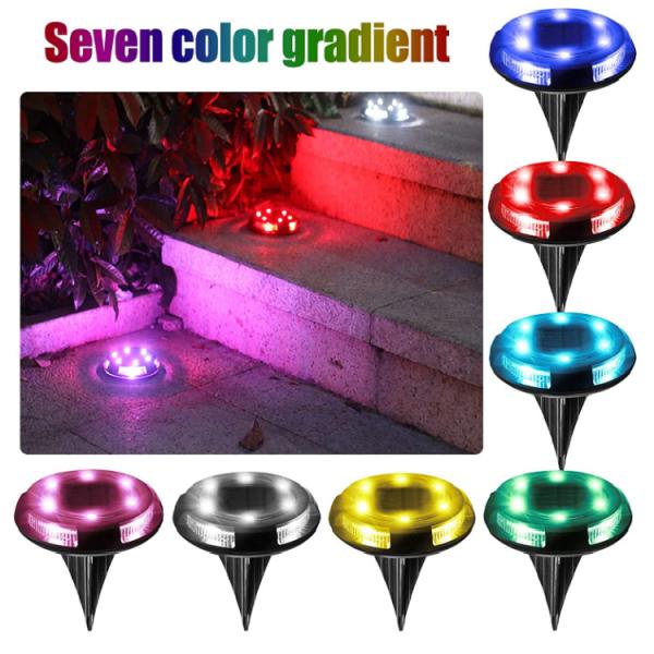 Solar Powered Disk Lights for Landscape Pathway Patio Waterproof LED Outdoor Garden