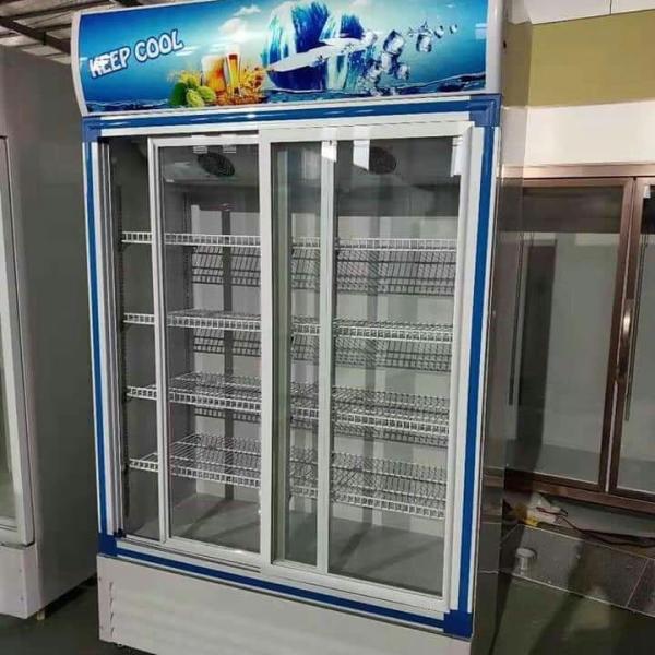 Commercial Vertical Sliding Door Beverage Display Freezer