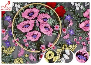 Multi tela bordada pesada floral colorida do laço para o OEM do vestido de noite