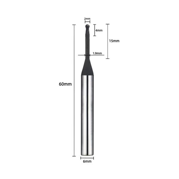 Ball Nose Solid Carbide Milling Cutter 2.5mm Micro Diameter