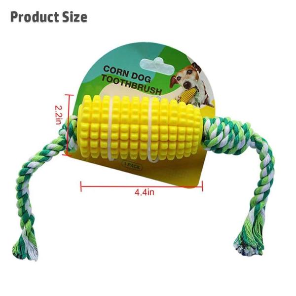 Eco Friendly Corn Shaped Dog Toothbrush Rubber Dog Toothbrush Chew Toys With Cotton Rope