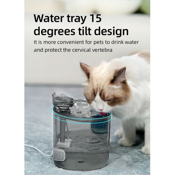 2.2L Eco-Friendly Automatic Portable Cat Dog Water Feeder ABS/PC Pet Fountain with Charge Source Cute Style