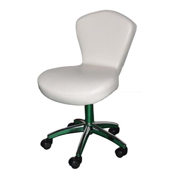 Chrome Salon Rolling Chair , Comfortable White Office Chair 360 Degree Swivel
