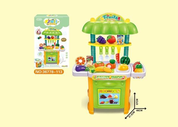 26  Burger Shop Pretend Role Children's Play Toys , 37Pcs Green Kitchen Set