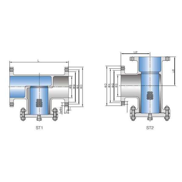 Cast Steel T Type Strainer , Inline T Strainer 150LB / 300LB Straight Through