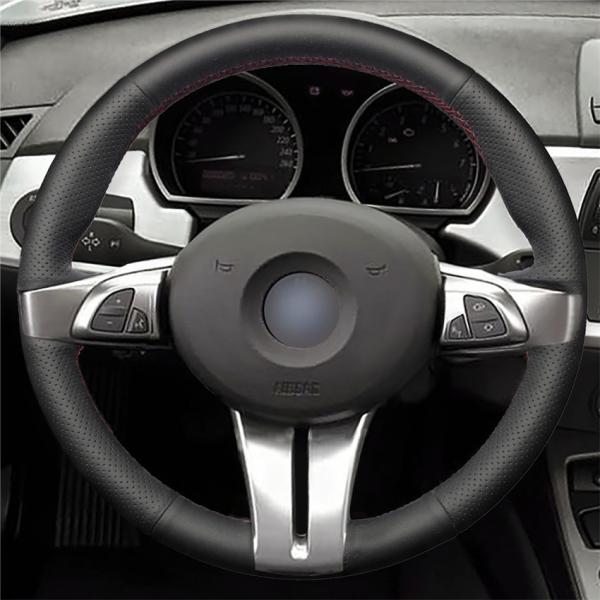 DIY Hand Sewing Black Stitch Suede Steering Wheel Cover for BMW Z4 E85 E86 2003-2016