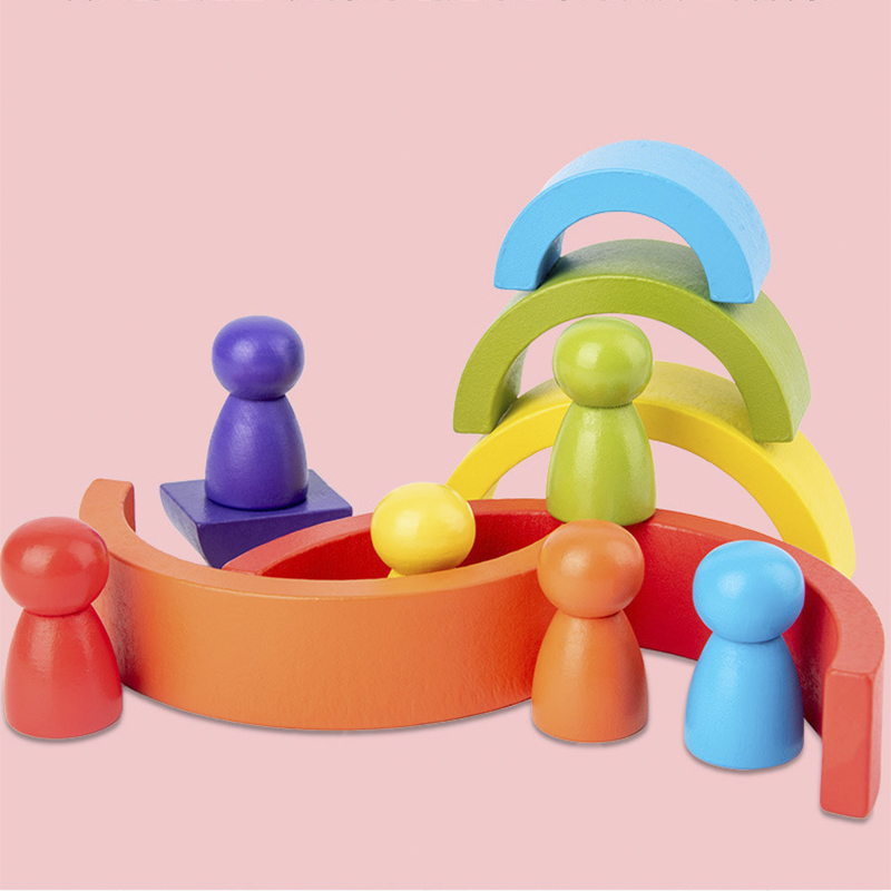 DIY собрало игрушки блоков 11.5cm деревянные блок Montessori установил штабелированный баланс