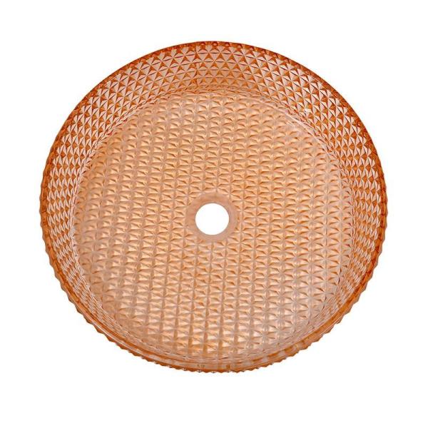 Diamond Round Wash Hand Basin Amber Color Glass Bowl Bathroom Sink