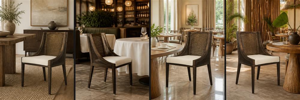 WRAPAROUND CANE DINING CHAIR CYC-027-BRW
