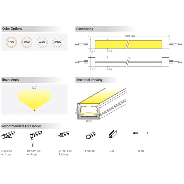 3525 Series DC24V Silicone Neon Strip Light 2835 CCT 2700K - 6500K