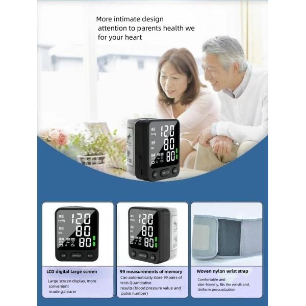 Plastic Electric Wrist Type Electronic Sphygmomanometer Digital Blood Pressure Monitor