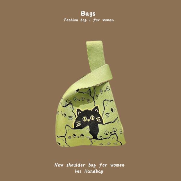 THE NEW INTERNET CELEBRITY HANDBAG KNITTING HAND KNITTING WOOL BUCKET BAG HAND CASUAL TOTE LUNCH BAG