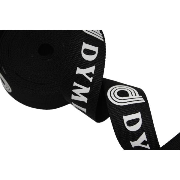 Printed Polyester Webbing 4cm Black Color Custom Logo High Strength Belt