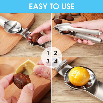 Multifunctional Chestnut Stainless Steel Nut Opener Modern Style