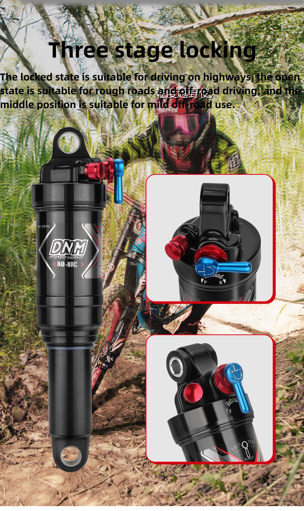 Dnm Ao-8RC Мотоциклетный пружинный амортизатор воздушного удара с регулировкой демпера