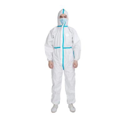 Personal Disposable Protective Suit SMS Material FDA CE Approval With Glue / Hat