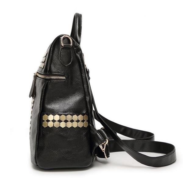 Boutique fashion leather handbag shoulder bag black backpack female